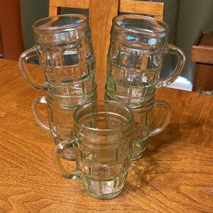 Vintage Green Depression Glass Barrel Mugs Set of 5 Vintage Grenade Barware